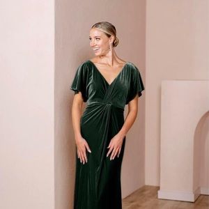 Revelry Gwen Emerald Velvet Bridesmaid Dress